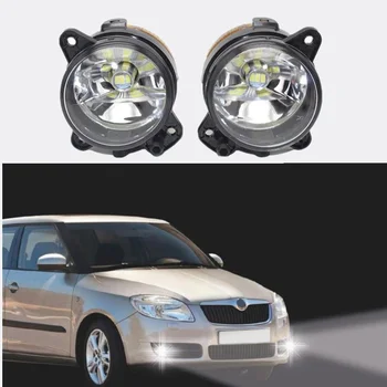 2 X Auto, LED Gaismas, Skoda Fabia, Roomster 2006 2007 2008 2009 2010 Priekšā LED Miglas Lukturi Miglas lukturi Ar LED spuldzēm