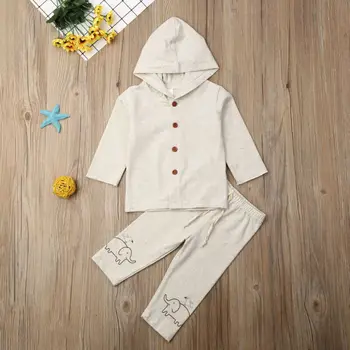 Jaundzimušo Bērnu Zēniem Bērns 0-18M Apģērbu Komplekti Vēstuli Romper+Kapuci Topi + Bikses ar garām Piedurknēm Rudens Ziemas Drēbes 3PCS