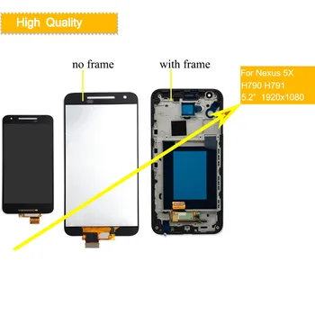 10pcs/partija, LCD Nexus 5X H790 H791 Ekrānu montāža LG Nexus5X LCD skārienekrānu, Digitizer Rezerves Daļas
