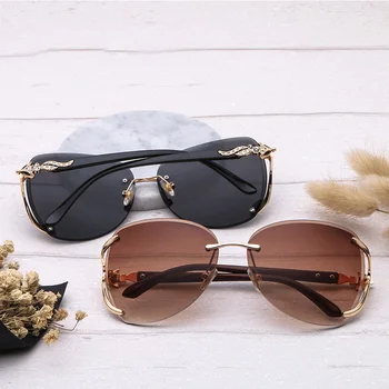 2020 bez apmales Saulesbrilles Sieviešu Zīmola Dizainere, Saules Brilles Modes Vintage Bezrāmju Metāla Brilles UV400 Āra Ceļojumu Oculos