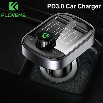 FLOVEME Automašīnas Lādētājs Ātri PD3.0 FM Raidītāju, Bluetooth Auto Audio MP3 Atskaņotājs-TF atmiņas Kartes Auto Komplekts Dual USB Tālruņu Lādētāju xiaomi
