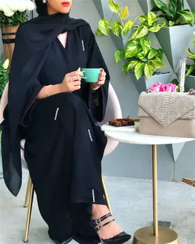 Musulmaņu modes atvērt abaya femme kaftans turku kleitas dubaija maxi kleita musulmaņu plus lieluma abaya islāma sieviešu apģērbu vestidos