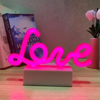Mini Mīlestība Neona LED Gaismas Plastmasas Galda Nakts Gaismas Mākslas Dekoratīvie Gaismas Apdares Bērniem, Bērnu Istabas Express Dāvanu