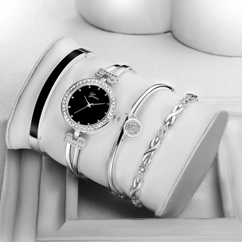 4 GAB. Uzvalks Eleganta Rokassprādze Skatīties Dāmas Luksusa Modes Kvarca rokas Pulkstenis Skatīties Rose Gold Diamond Pulkstenis Sieviešu Pulkstenis Orologio