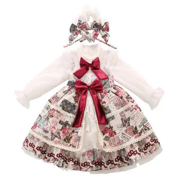 Zīdaiņu Lolita Princese Kleitas Bērnu Ziemassvētku Kleita Bērnu Spānija Dzimšanas dienas svinības Bumbu Tērpu Mežģīnes Priekšgala Meitenes Boutique Kleita