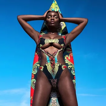 Vasaras Sieviešu Āfrikas Cilšu Drukāt peldkostīms High Cut Monokini Viens Gabals Peldkostīms Backless Peldkostīmi 2018 Trikini