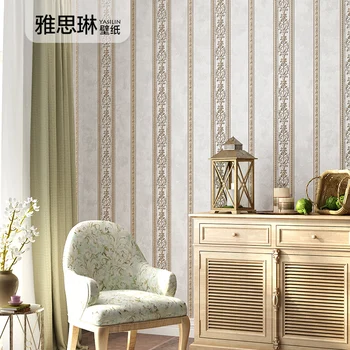 Augstas kvalitātes 3D Eiropas stila svītrainais tapešu vertikālā neaustu Amerikāņu guļamistaba, dzīvojamā istaba fona tapetes luksusa