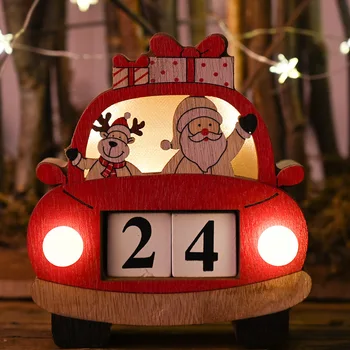Ziemassvētku Rotājumi Ziemassvētku Auto Kalendārs ar Gaismas Koka Rotājumi Radošo