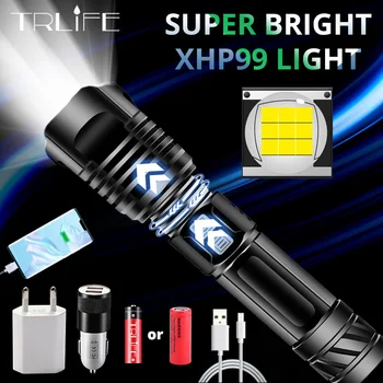 JAUNU XHP99 Spilgta LED gaismiņa P70 Spēcīgākajiem Kempings Gaismas Zoomable Lāpu USB Lādējamu kā Power Bank Izmantot 18650 26650