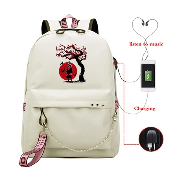 Usb kabelis sieviešu mugursoma, Pleca Soma Naruto anime mugursomas sieviete Skolas bagpack soma pusaugu meitene, ceļojumu bookbag sac dos
