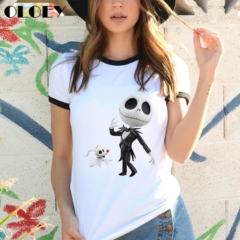 Vasaras Harajuku T Krekls Sievietēm Murgs Pirms Ziemassvētkiem Jack Skellington Nevaibstieties Sieviešu Apģērbu Modē, Hip Hop Topi Punk T-Krekls