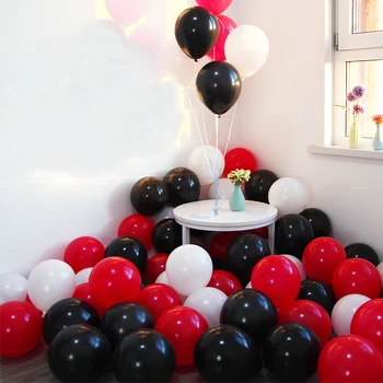 20pcs 12inch Black Red Polka Dot Lateksa Balons Gaisa Globos Dzimšanas dienas Dāvanas karikatūra tēma Puse Baloniem, Kāzu dekori