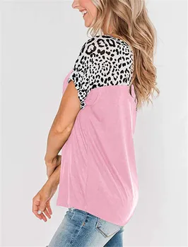 Streetwear Sieviešu Topi Leopards Drukāt Salaist Īsām Piedurknēm ar Apaļu Kakla Dāmas t-veida Krekls 2020. Gada Vasarā Jaunu Gadījuma Zaudēt Sieviešu T-krekls