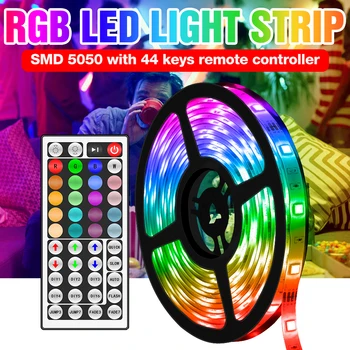 RGB 5050 Bezvadu Strip Gaismas LED Elastīga Lampu Gaišāku 5M DC12V Darbvirsmas Ekrāns ar Aizmugurgaismojumu Dekoru, Lentes, Lentas MUMS, ES UK Plug Adapteri