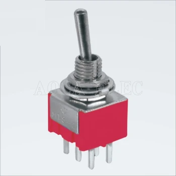 100GAB MTS-202R-A2 DPDT sarkano-UZ PCB spailes fiksēšanas 6 pin tumblerus