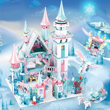 Sniega World Series Burvju Ledus Pils Komplekts Meitenēm, Celtniecības Bloki DIY Modelis Ķieģeļu Rotaļlietas Meitene Draugs Ziemassvētku Dāvanas