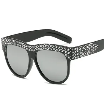 RBRARE ir 2021. Apšuvuma Saulesbrilles Sieviešu/Vīriešu Liels Rāmis, Saules Brilles Vintage Sieviešu Aizsargbrilles Laukumā Imitācija Dimants Brilles