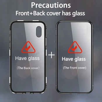 Luksus dubultie stikla, Metāla Magnētiskās Lietā par iPhone XS MAX XR X 7 8 Plus Telefonu Gadījumā Magnēts, kas Aptver 360 Pilna Aizsardzības apvalks