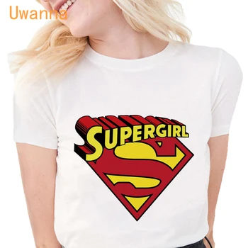 Jaunas vasaras Supergirl Iespiesti harajuku atdzist t krekls sievietēm gadījuma balta, modes Topi, t-krekls sievietēm burtu t apģērbi