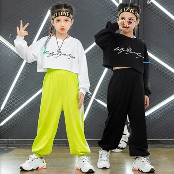 Bērni, Meitenes, Hip Hop Dejas Apģērbu Kultūru Krekls Topi Harēma Bikses Meitenēm Džeza Balles Tērpu, Tērpi 8 10 12 14 16 Gadiem