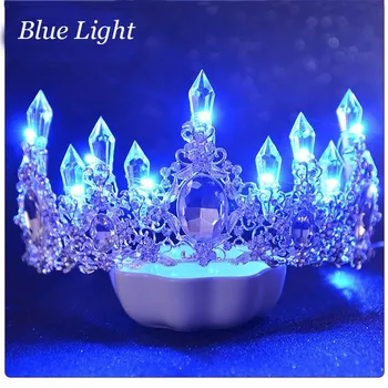 Mirdzoša Kristāla Rhinestone Tiaras Līgavas Sieviešu LED gaismas Vainagi, Matu Rotas, Rotaslietas Kāzu Līgavas Karalienes Kroni Tiara ML708