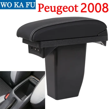 Par Peugeot 2008 elkoņbalsti lodziņā universālo auto centrs konsoles caja modifikācijas piederumi divreiz izvirzīja ar USB Nav montāža