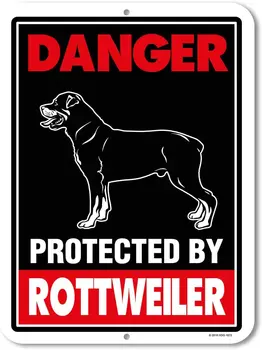 Rotveilers Zīme Briesmām Aizsargā Rotveilers 9 x 12 Collu Uzmanieties no Suņu Brīdinājuma, Metāla, Alumīnija, Alvas Parakstīt - Piesargāties no Suns