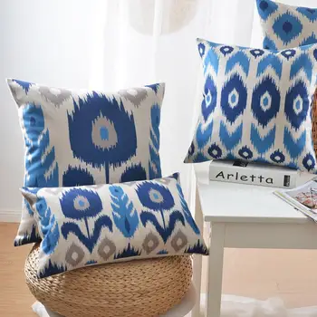 Eiropā ģeometriskā spilventiņš Zils abstraktās ģeometriskās spilvenu Lina spilvendrāna dīvāna spilveniem mājās, dekoratīvie Spilveni,