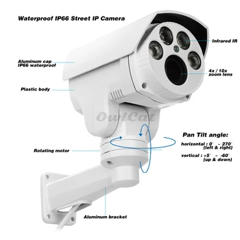OwlCat HD 2MP IP 5MP Kamera, Āra HD CCTV Drošības Bullet Kamera 4X 10X Tālummaiņas ONVIF Ūdensizturīgs Nakts Redzamības IS Samazināt XMEye P2P