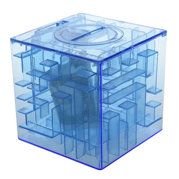 Plastmasas Kubikmetru Naudas Labirints Bankas Glābšanas Monētu Kolekcijas Gadījumā Box 3D Puzzle