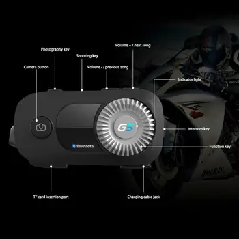 G5 Motocikla Ķivere Bluetooth Austiņas 1800mAh Ūdensizturīgs 1080P Domofons Braukšanas Recorder HD Kamera Motociklu Aksesuāri