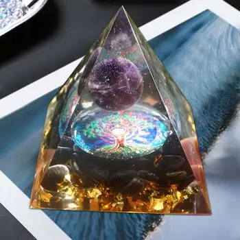 Orgonite Piramīdas 60mm Ametista Kristāla Lode Ar Obsidian Dabas Cristal Akmens Orgone Enerģētika Dziedināšanas Reiki Čakra Reizinātājs