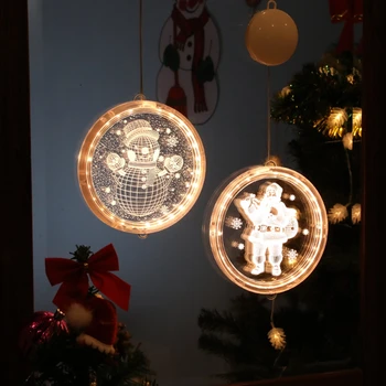 Santa Claus Sniegpārslas LED gaismas Priecīgus Ziemassvētku rotājums Mājās 