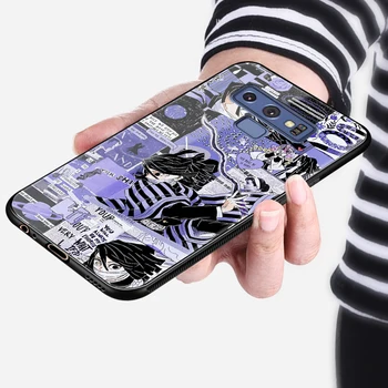 Kimetsu nav Yaiba rakstzīmes kolāža stikla telefonu gadījumā vāks apvalks priekš Samsung Galaxy S8 S9 S10 e S20 ultra Piezīme 8 9 10 Plus