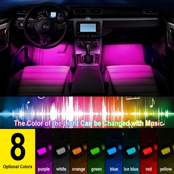 4gab 9 Universal Led RGB LED Elastīga Sloksne Gaismas Interjera Dekoratīvie Atmosfēru Ar Neona Lampas 12V Tālvadības Automašīnu Tūnings