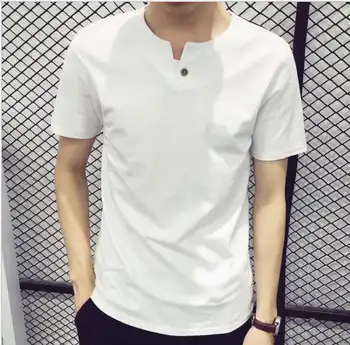 Īsām piedurknēm t-krekls vīriešu ikdienas vienkārši zemāko krekls drēbes 2232