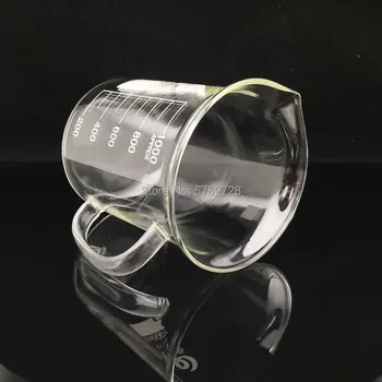 1PC skaidrs, stikla vārglāzē, ar rokturi,3.3 borsilikāta stikla laboratorijas biezāka stikla tilpums 50ml, lai 2000ml