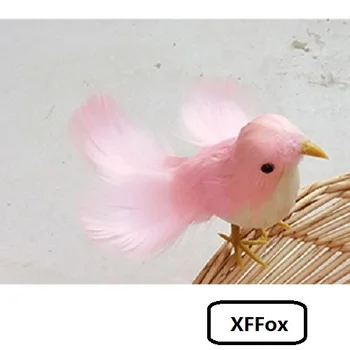 Mini simulācijas rozā putnu modelis putas&kažokādas reālajā dzīvē putnu lelle dāvanu par 12cm xf1077