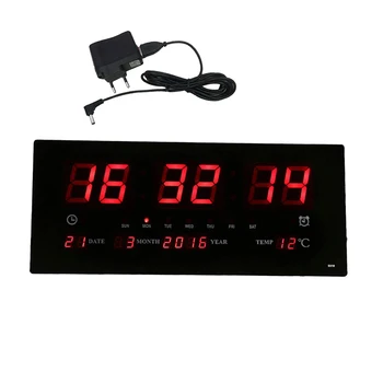 17inch Ciparu LED Ekrāns, Projekcijas Sienas Pulkstenis Laika Kalendārs ar Istabas Termometru, 24H Displejs - Dienas/Mēnesis/Gads ES