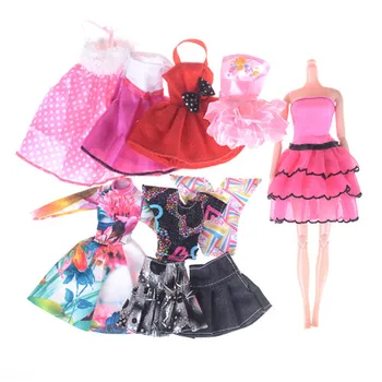 8 Gab./daudz labākajiem pārdevējiem Modes Lelle Apģērbu Komplekti Drēbes Gadījuma Puse Kleita Uzvalki Barbie Lelle Labākā Dāvana Bērnu Rotaļlietas