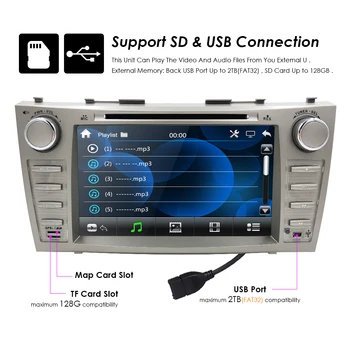 8inch AUTO DVD Atskaņotājs Double Din Touch Screen GPS Navigācija, Radio, Bluetooth, FM Fit Toyota Camry 2007. - 2011. Gads/ Aurion 2006-2011