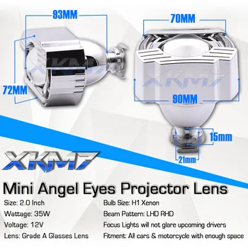 Eņģeļa Acis, Bi-xenon Lēcu Pārbūvēt Projektoru Mini 2.0 collu HID H1 LED Lampas H4, H7 Auto Lukturu Gaismas Piederumi Tuning DIY