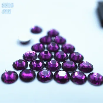 5000 GAB./maisiņā, SS16 4.0 mm, apaļš Vīnogu purpura sveķu urbi, kas Nav labojumfailu flatback rhinestone Nail Art Dārgakmeņi Apdare krelles
