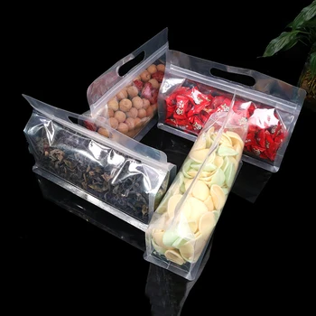 Caurspīdīgs Plastmasas Maisiņš Ar Rāvējslēdzēju Un Rokturi Nuts & Rice Matēta Tvertnes Pārtikas pakas Manuāli Blīvējuma Kūka Takeaway Soma 50gab