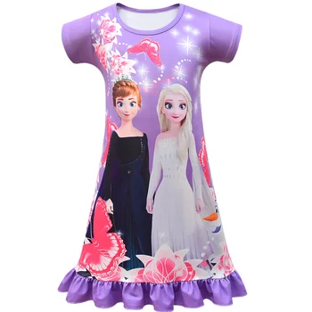 Disney Saldēti Elza Anna Vasarā Meitenes Kleita Bērni Cosplay Party Sniega Karaliene Kleitas Naktī Gulēt Pidžamā, Zīdaiņu Apģērbs