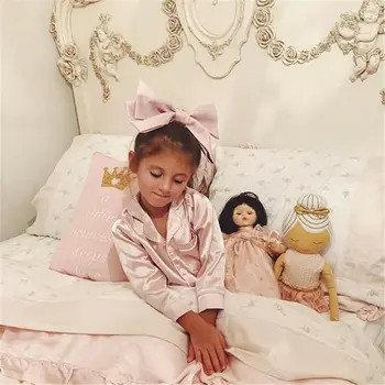 Jaunas Bērnu Pidžamas Zīda Satīna Tops Elsas Rudens Ziemas Bērnu Ar Garām Piedurknēm Sleepwear Meitene Naktsveļu Zēnu Pidžamas Komplekti