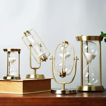 Eiropas Retro Metāla Smilšu Pulkstenis Mājas Biroja Vintage Dekorēšanas Radošā Laiks Hourglasses Dzelzs Stikla Rotājumi Roku Darbs Amatniecības