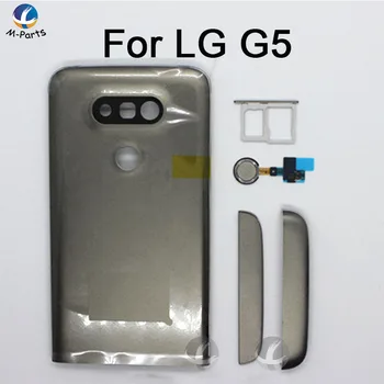 Oriģinālo Aizmugurējo Metāla Vāciņu Mājokļu LG G5 F700 H850 H860N LS992 H830 Aizmugures Akumulatora Durvju Vāks Apvalks + Sensors Flex + SIM Kartes Slots