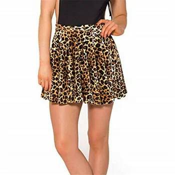 Sieviešu Leopards Izdrukāt Plissified Īss Rock Elegants Sexy Stilu Gadījuma Elastīgs Astes Sieviešu Mini Plissy Svārki Plus Izmērs 4xl