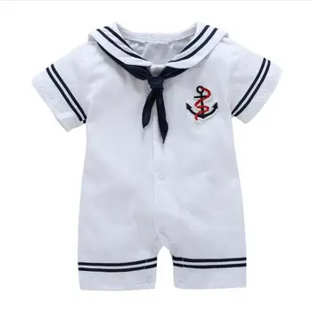 Baby Boy Jūrnieks Uzvalks Īsām Piedurknēm Jumpsuit Meitene Apģērbs Posmā Valkā, Kombinezonus Jūras Kara Flotes Armijas Tērpu Halloween Cosplay Kostīmi Apģērbi